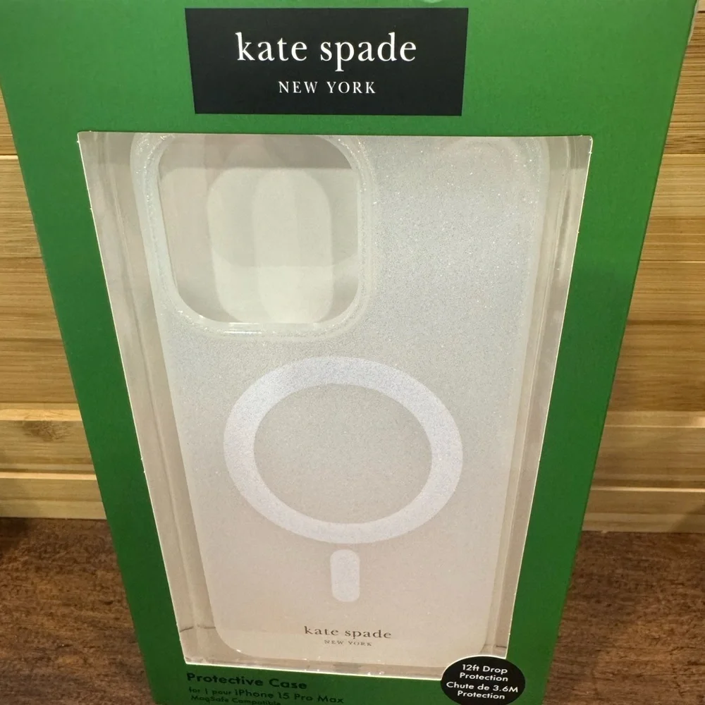 KATE SPADE ♠️ clear with subtle glitter-iPhone 15 Pro Max cover with MagSafe♠️
